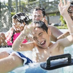 Family having fun at the water park