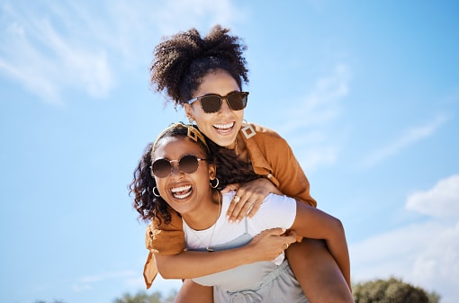 A happy young couple enjoys a hot summer day