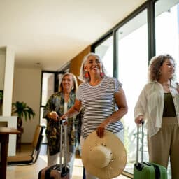 Group of friends arrives at their vacation rental home, ready for a thrilling, relaxing vacation.